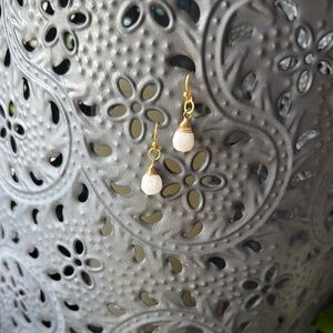 Gold and White Pearl Drop Earrings